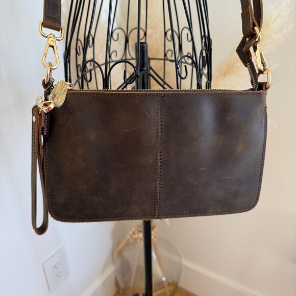 Bostanten Nola Vegan Leather Envelope Clutch Purse NEW Retro Coffee - Picture 6 of 13